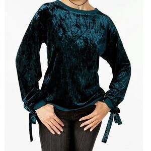Velvet Whimsigoth Top Womens M Teal Retro Glam Dark Romantic Fairygoth Witchy‎